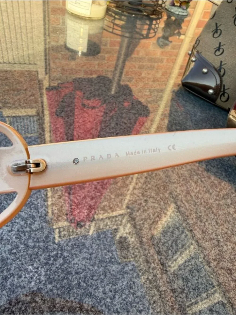 PRADA Y2K Beige Large Sunglasses Vintage - Picture 6 of 8
